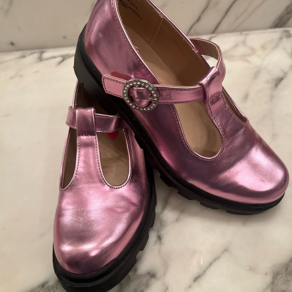 Pink Metallic Steve Madden Girls Mary Jane Shoes